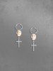 Fashion Skull Cross Halloween Drop Earrings -  