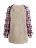 Sweatshirt Décontracté Texturé Panneau à Carreaux Imprimé avec Bouton - café lumière XL | NOUS 12