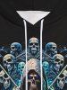 Gothic 3D Colorful Skulls Mans Print Pocket Drawstring Fleece Lining Halloween Pullover Hoodie For Men -  