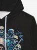 Gothic 3D Colorful Skulls Mans Print Pocket Drawstring Fleece Lining Halloween Pullover Hoodie For Men -  