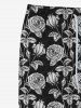 Gothic Distressed Rose Flower Print Pocket Drawstring Sweatpants For Men -  