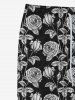 Pantalon Imprimé Rose Déchiré Gothique à Cordon de Serrage avec Poche pour Homme - Noir XS