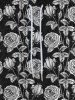 Pantalon Imprimé Rose Déchiré Gothique à Cordon de Serrage avec Poche pour Homme - Noir 3XL