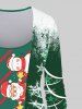T-shirt Etoile Peinture Eclaboussée Père Noël et Bonhomme de Neige Imprimés de Grande Taille à Paillettes 2 en 1 - Vert profond 2X