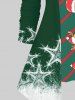 T-shirt Etoile Peinture Eclaboussée Père Noël et Bonhomme de Neige Imprimés de Grande Taille à Paillettes 2 en 1 - Vert profond 5X