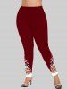 Plus Size Christmas Snowman Snowflake Owl Colorblock Glitter 3D Print Leggings -  