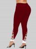 Plus Size Christmas Snowman Snowflake Owl Colorblock Glitter 3D Print Leggings -  