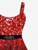 Robe de Soirée Pailletée 3D Cœur Imprimé Grande Taille - Rouge foncé 2X