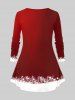 Plus Size Christmas Stocking Snowman Snowflake Owl Glitter 3D Print T-shirt -  