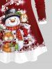 Plus Size Christmas Stocking Snowman Snowflake Owl Glitter 3D Print T-shirt -  