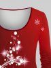 Plus Size Christmas Stocking Snowman Snowflake Owl Glitter 3D Print T-shirt -  