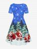 Plus Size Christmas Tree Ball Santa Claus Sack Snowflake Galaxy Print Cinched Dress -  