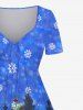 Plus Size Christmas Tree Ball Santa Claus Sack Snowflake Galaxy Print Cinched Dress -  
