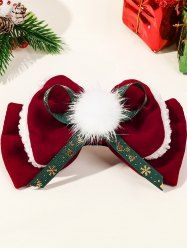 Fashion Christmas Fluffy Ball Bowknot Hair Clip -  