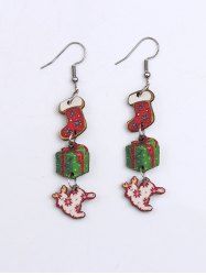 Boucles D'Oreilles de Noël Pendantes en Forme de Boîte Cadeau et Flocon de Neige - Multi-A 