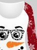 Plus Size Christmas Snowman Face Glasses Carrot Nose Colorblock Snowflake Printed Raglan Sleeves T-shirt and Leggings Outfit -  