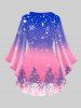 Plus Size Christmas Tree Star Snowflake Ombre Glitter 3D Print Lattice Crisscross Bell Sleeves T-shirt -  
