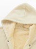 Men's Solid Color Textured Single-breasted Front Pocket Design Thermal Warm Fleece-lined Hooded Jacket -  