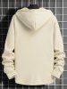 Men's Solid Color Textured Single-breasted Front Pocket Design Thermal Warm Fleece-lined Hooded Jacket -  