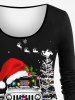T-shirt Sapin de Noël Boîte à Cadeau et Flocon de Neige Imprimés de Grande Taille à Paillettes - Noir M