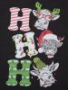Cute Santa Claus Christmas Element Print Short Sleeve T-shirt -  