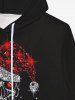 Gothic Glitter Sparkling Rhinestone Skull Stars Print Pocket Drawstring Fleece Lining Halloween Pullover Hoodie For Men -  
