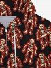 Gothic Skeleton Print Full Zipper Pockets Drawstring Halloween Hoodie For Men -  