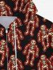 Gothic Skeleton Print Full Zipper Pockets Drawstring Halloween Hoodie For Men -  