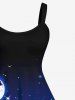 Plus Size Christmas Elk Sled Galaxy Moon Sequin Glitter 3D Print Tank Dress -  