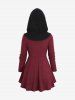 Plus Size Ruched Rivet Lace Trim Ribbed Textured Sweetheart Neck Sweater and Fuzzy Ball Hooded Cape -  