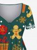 Robe Cloche de Noël Flocon de Neige et Bougie Imprimés de Grande Taille - Vert profond 2X