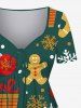 Robe Cloche de Noël Flocon de Neige et Bougie Imprimés de Grande Taille - Vert profond 5X