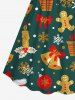 Robe Cloche de Noël Flocon de Neige et Bougie Imprimés de Grande Taille - Vert profond 5X