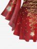 T-shirt grande taille à manches évasées et motif sapin de Noël, étoiles, paillettes scintillantes, imprimé 3D, treillis croisé - Rouge foncé XS