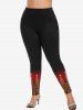 Plus Size Christmas Tree Star Glitter Sparkling Sequin 3D Print Leggings -  