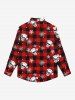 Chemise Manches Longues à Col Rabattu avec Imprimé Carreaux Flocons de Neige et Crâne pour Hommes - Rouge XL