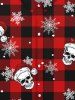 Gothic Christmas Hat Skull Snowflake Plaid Print Buttons Turn-down Collar Long Sleeves Shirt For Men -  