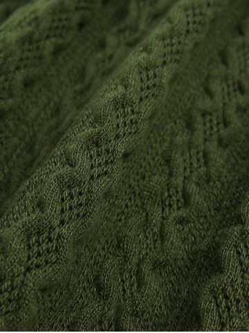 Plus Size Rhinestone Lace Trim Ruffles Belt Cable Knit Ribbed Textured Sweater