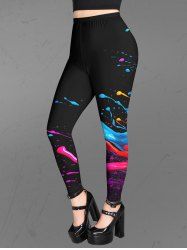 Gothic Varnish Painting Splatter Print Skinny Pull On Leggings -  