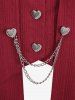 Plus Size Heart Shaped Buttons Chains Panel High Low Textured Flare Sleeve 2 In 1 Blazer -  