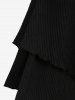 Robe Pull Asymétrique Texturée Bicolore Panneau Croisé de Grande Taille à Lacets - Pourpre  3X | US 22-24