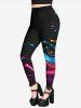 Gothic Varnish Painting Splatter Print Skinny Pull On Leggings -  