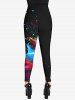 Gothic Varnish Painting Splatter Print Skinny Pull On Leggings -  