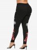 Plus Size Christmas Tree Hat Star Snowflake Glitter 3D Print Leggings -  