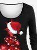 Plus Size Christmas Tree Hat Star Glitter 3D Print T-shirt - Rouge S