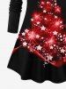 T-shirt Sapin de Noël et Etoile Imprimés 3D de Grande Taille à Paillettes - Rouge 1X