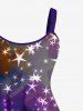 Plus Size Glitter Stars Colorblock Print Christmas A Line Party New Years Eve Dress -  