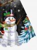 Robe Ligne A Etoile Sapin de Noël et Bonhomme de Neige Imprimés de Grande Taille à Paillettes - Noir S