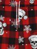 Gothic Christmas Hat Skull Snowflake Plaid Print Drawstring Wide Leg Sweatpants For Men -  