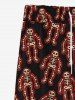 Gothic Skeleton Gingerbread Print Christmas Drawstring Wide Leg Sweatpants For Men -  